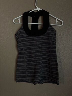 lululemon athletica Gray & Black Striped Racerback Tank